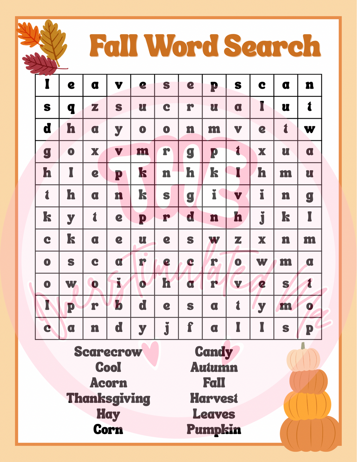 Fall activity sheets for kids