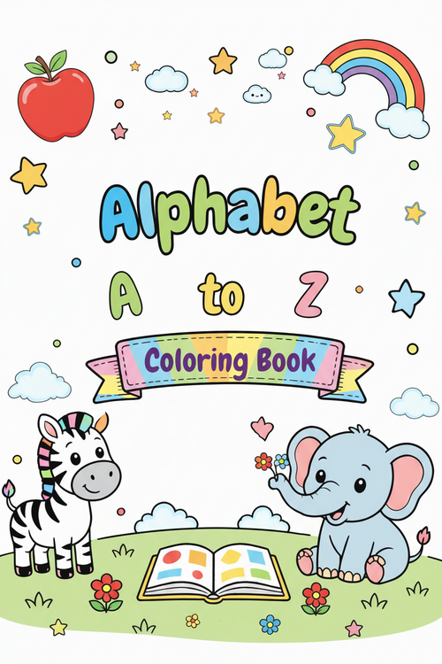 Printable A to Z alphabet coloring book with tracing pages for toddlers and preschoolers